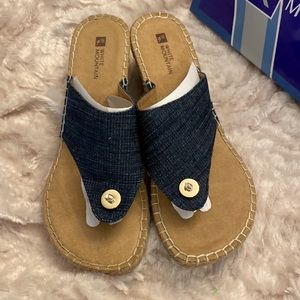 White Mountain denim espadrille wedge sandal. NWIB. Size 8.5